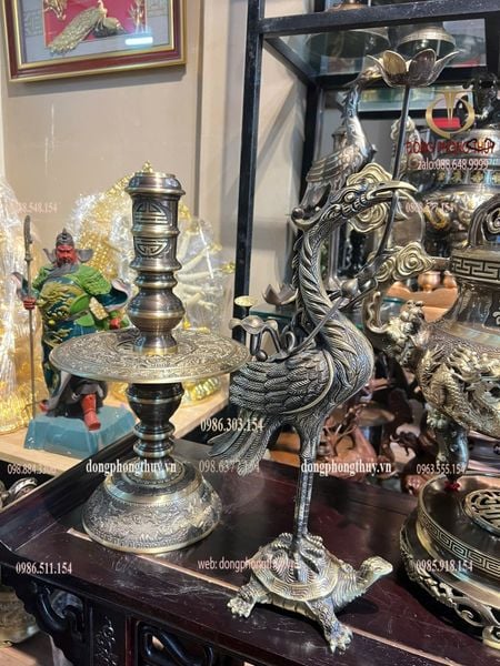 Bộ ngũ sự đỉnh đồng 60cm song long chầu nguyệt