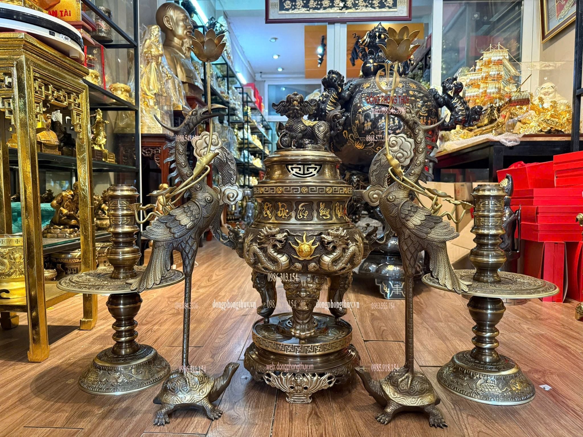 Bộ ngũ sự đồng vàng hun 65cm