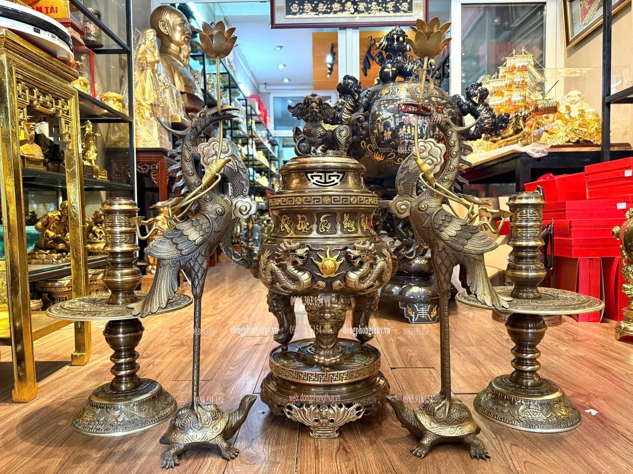 Bộ ngũ sự đồng vàng hun 65cm