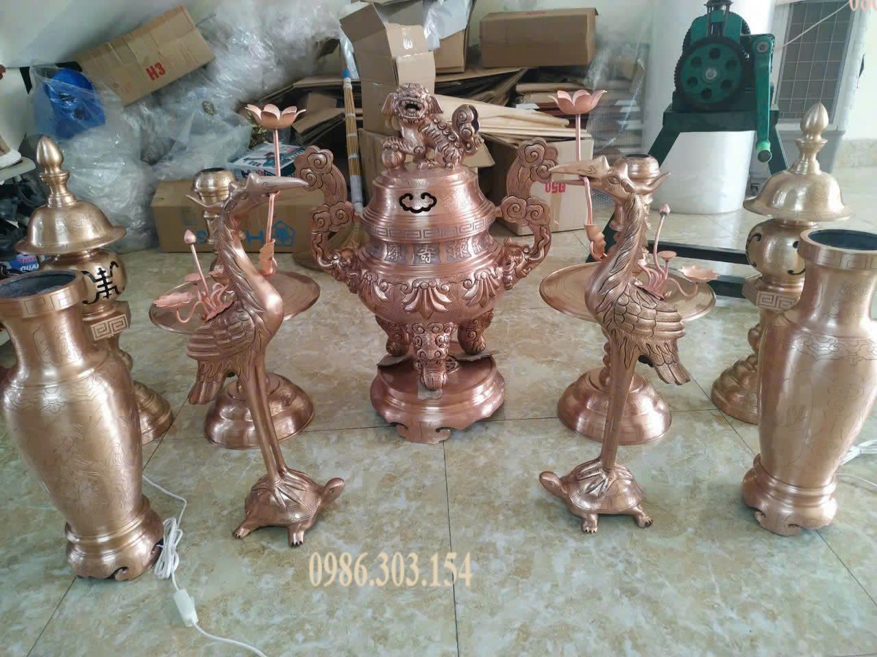 Bộ đỉnh đồng ngũ sự sòi 70cm 60kg