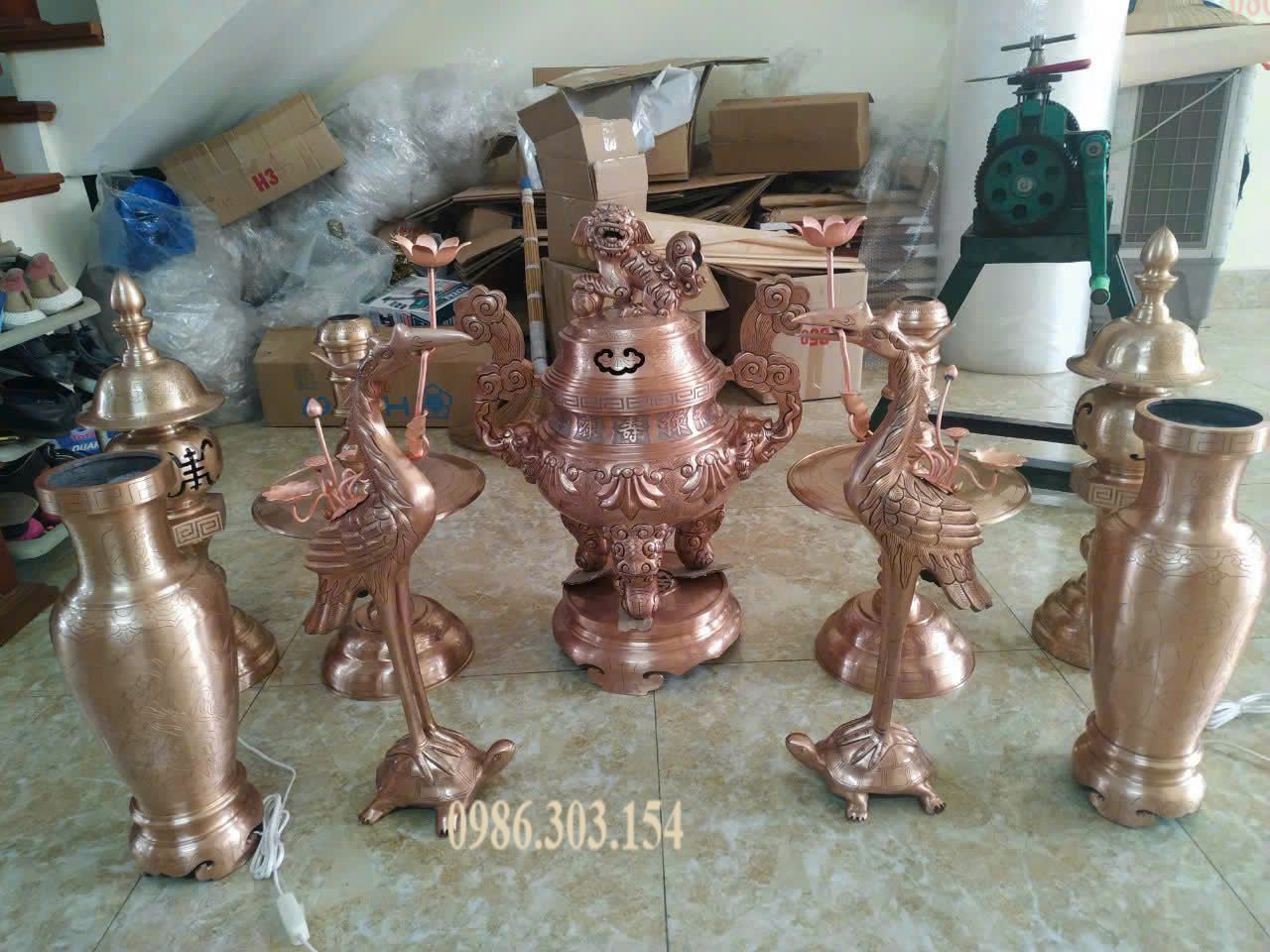 Bộ đỉnh đồng ngũ sự sòi 70cm 60kg