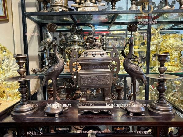 Bộ ngũ sự đỉnh vuông 55cm