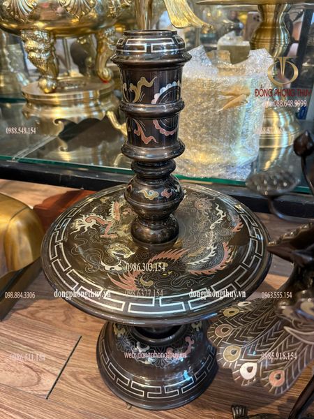 Bộ đỉnh đồng 60cm nặng 42kg khảm ngũ sắc