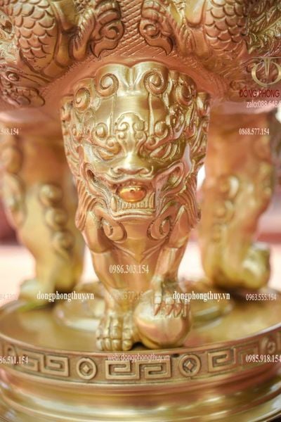 Bộ đỉnh đồng ngũ sự 65cm lưỡng long chầu nguyệt 34kg