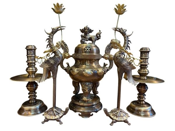 Bộ đỉnh đồng ngũ sự 65cm sòi