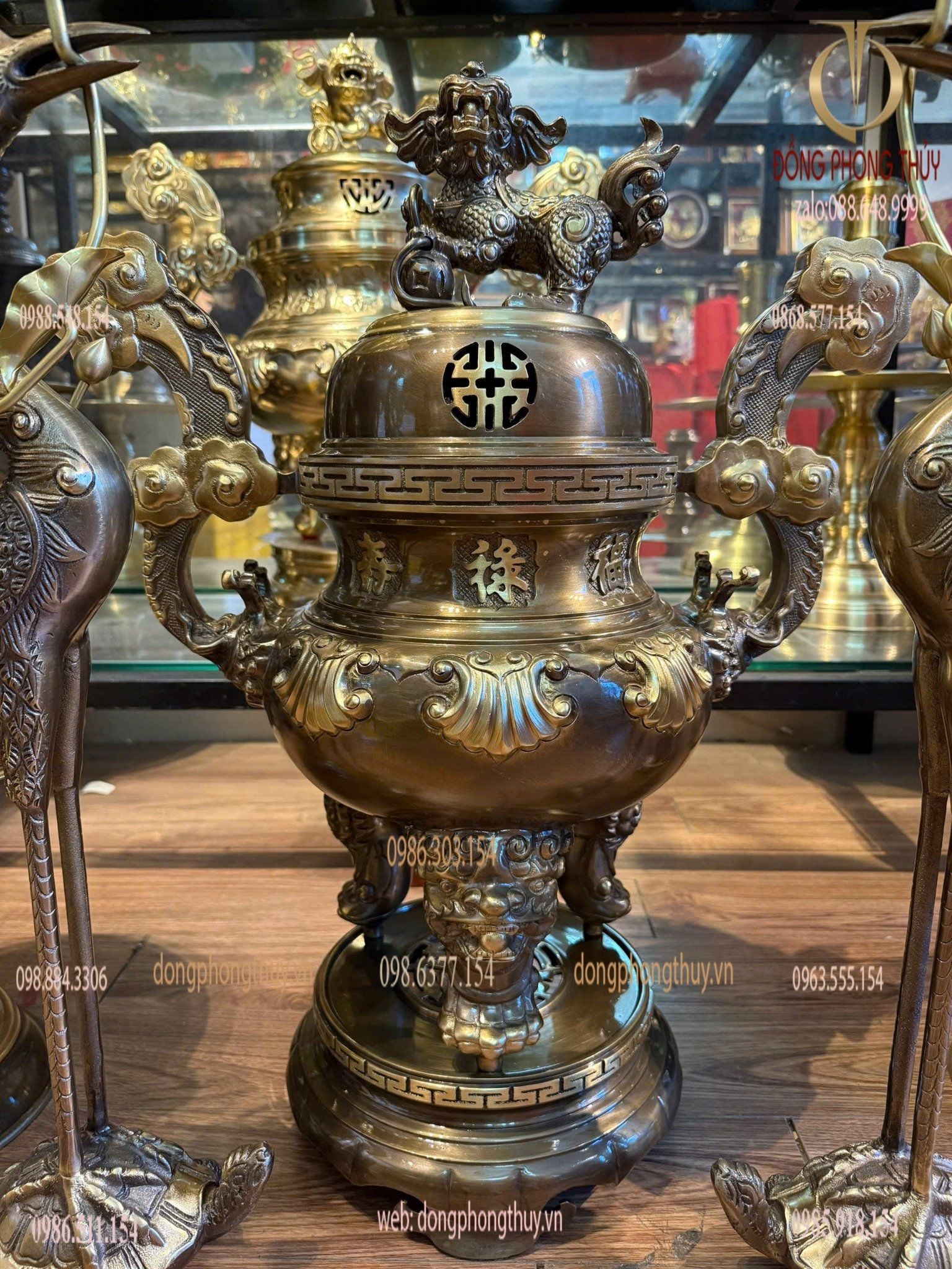 Bộ đỉnh đồng ngũ sự 65cm sòi