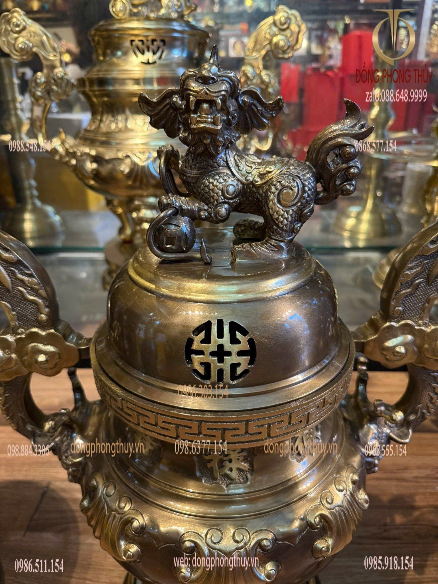 Bộ đỉnh đồng ngũ sự 65cm sòi