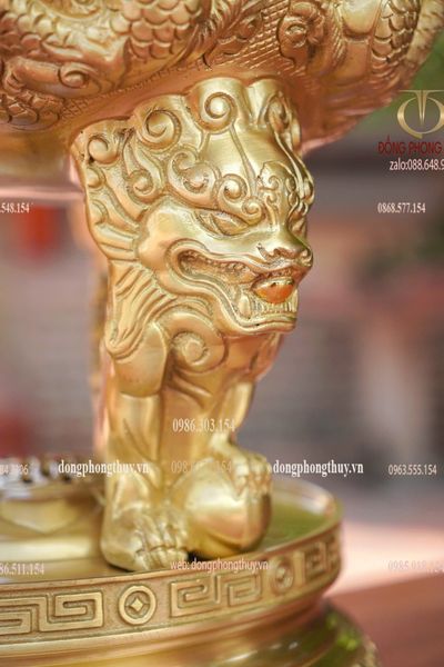 Bộ đỉnh đồng ngũ sự 65cm lưỡng long chầu nguyệt 34kg