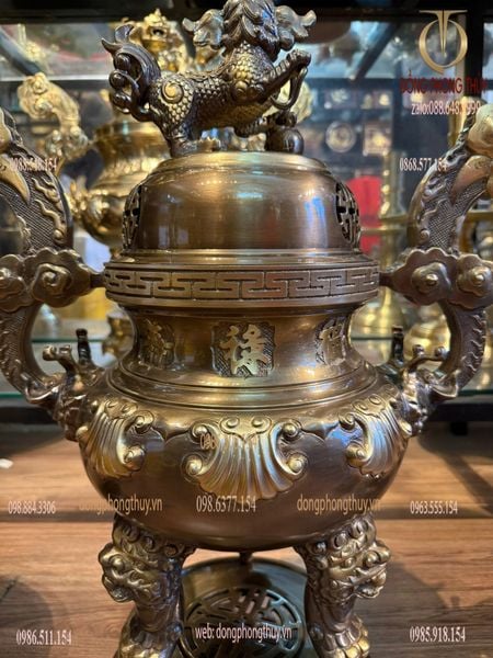 Bộ đỉnh đồng ngũ sự 65cm sòi