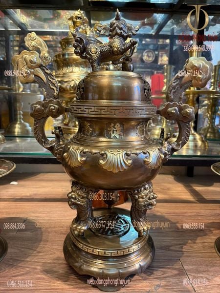 Bộ đỉnh đồng ngũ sự 65cm sòi