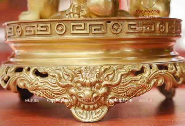 Bộ đỉnh đồng ngũ sự 65cm lưỡng long chầu nguyệt 34kg