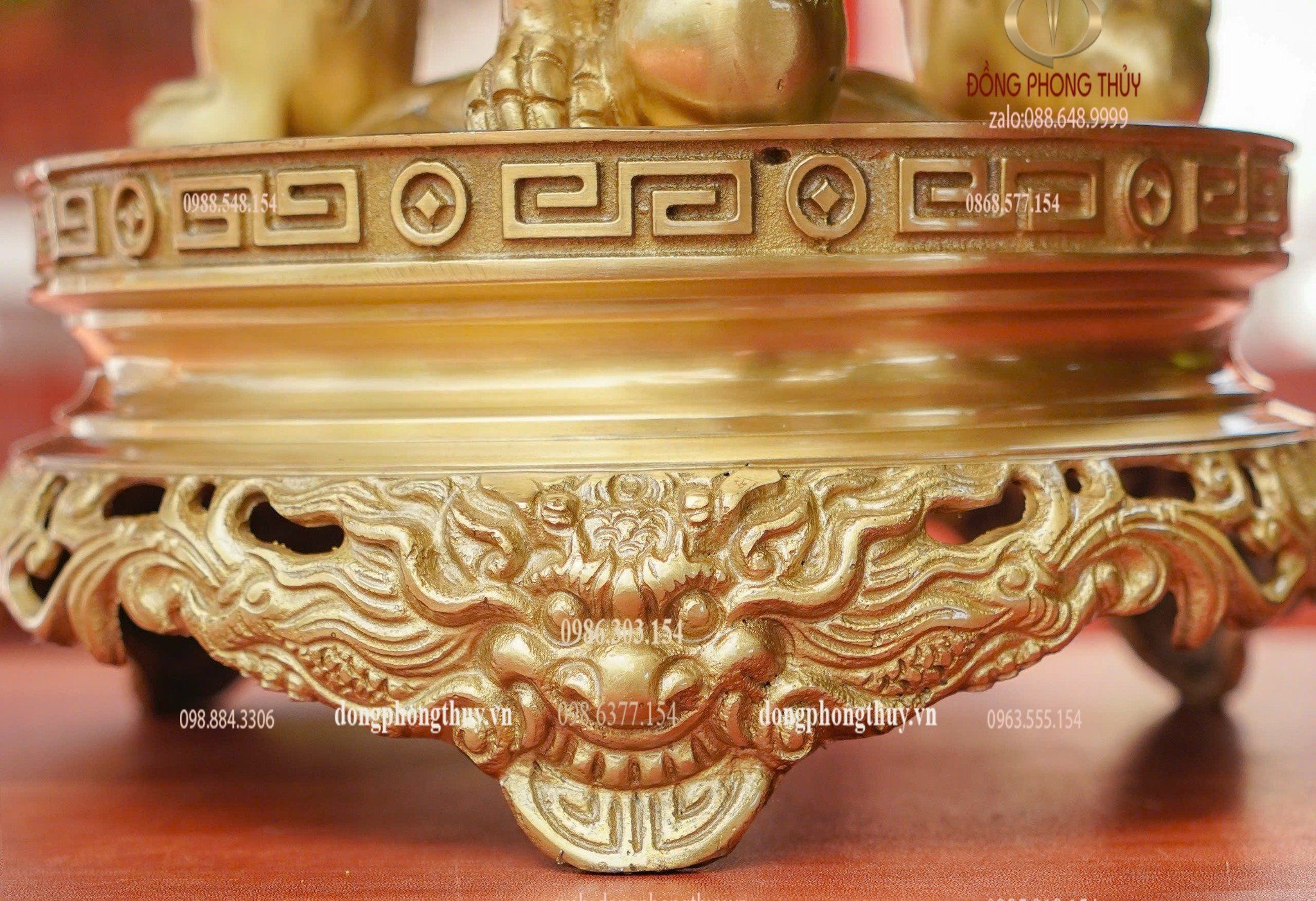 Bộ đỉnh đồng ngũ sự 65cm lưỡng long chầu nguyệt