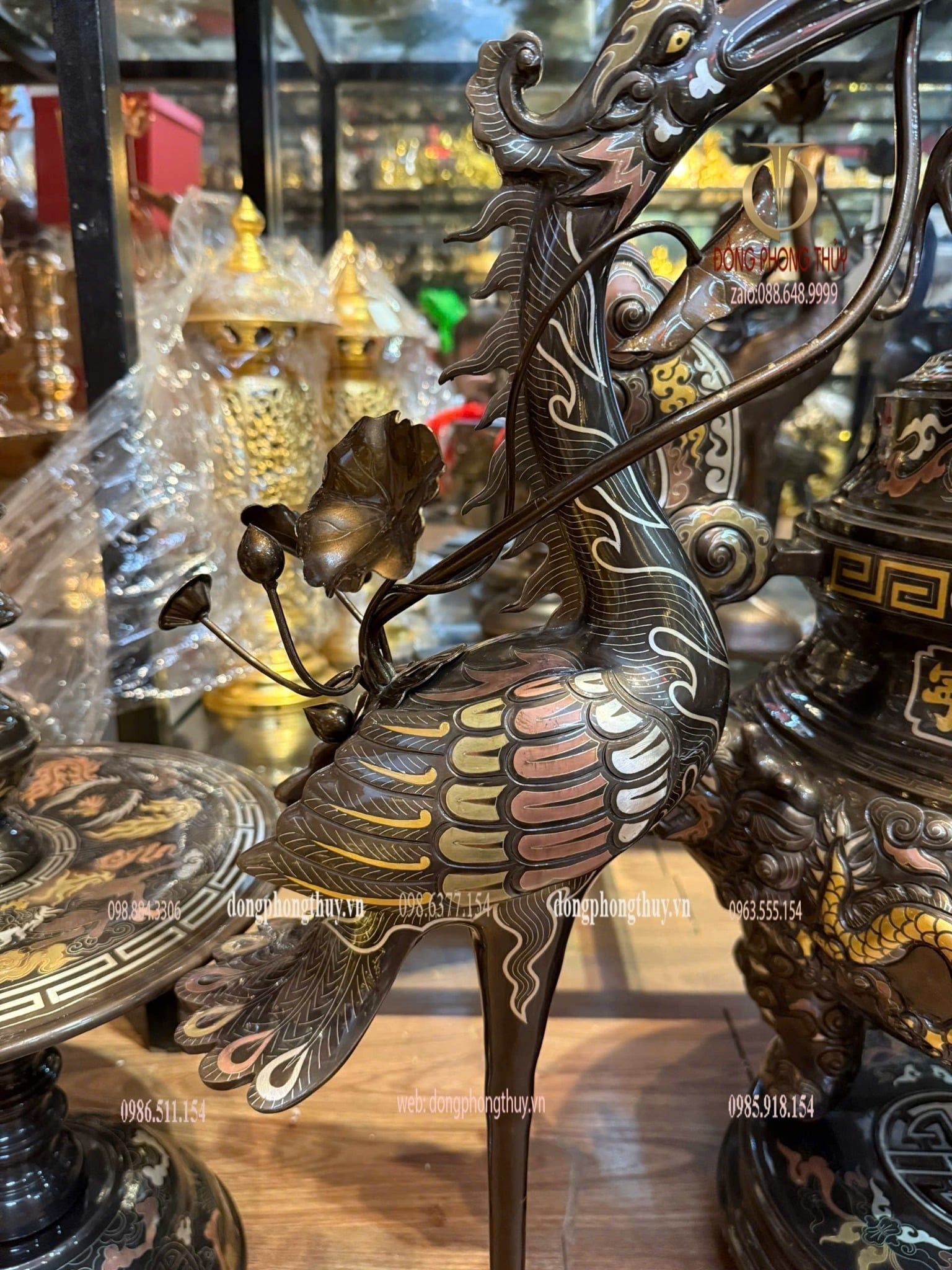 Bộ đỉnh đồng ngũ sự cao 70cm nặng 65kg hàng nghệ nhân