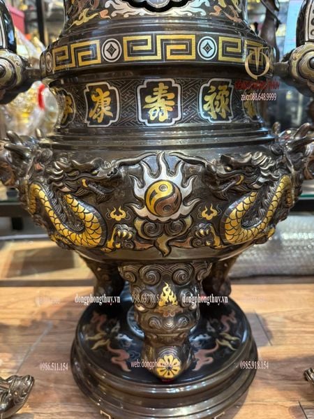 Bộ đỉnh đồng ngũ sự cao 70cm nặng 65kg hàng nghệ nhân