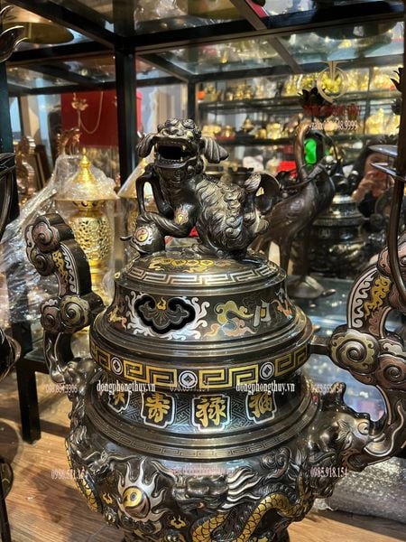 Bộ đỉnh đồng ngũ sự cao 70cm nặng 65kg hàng nghệ nhân