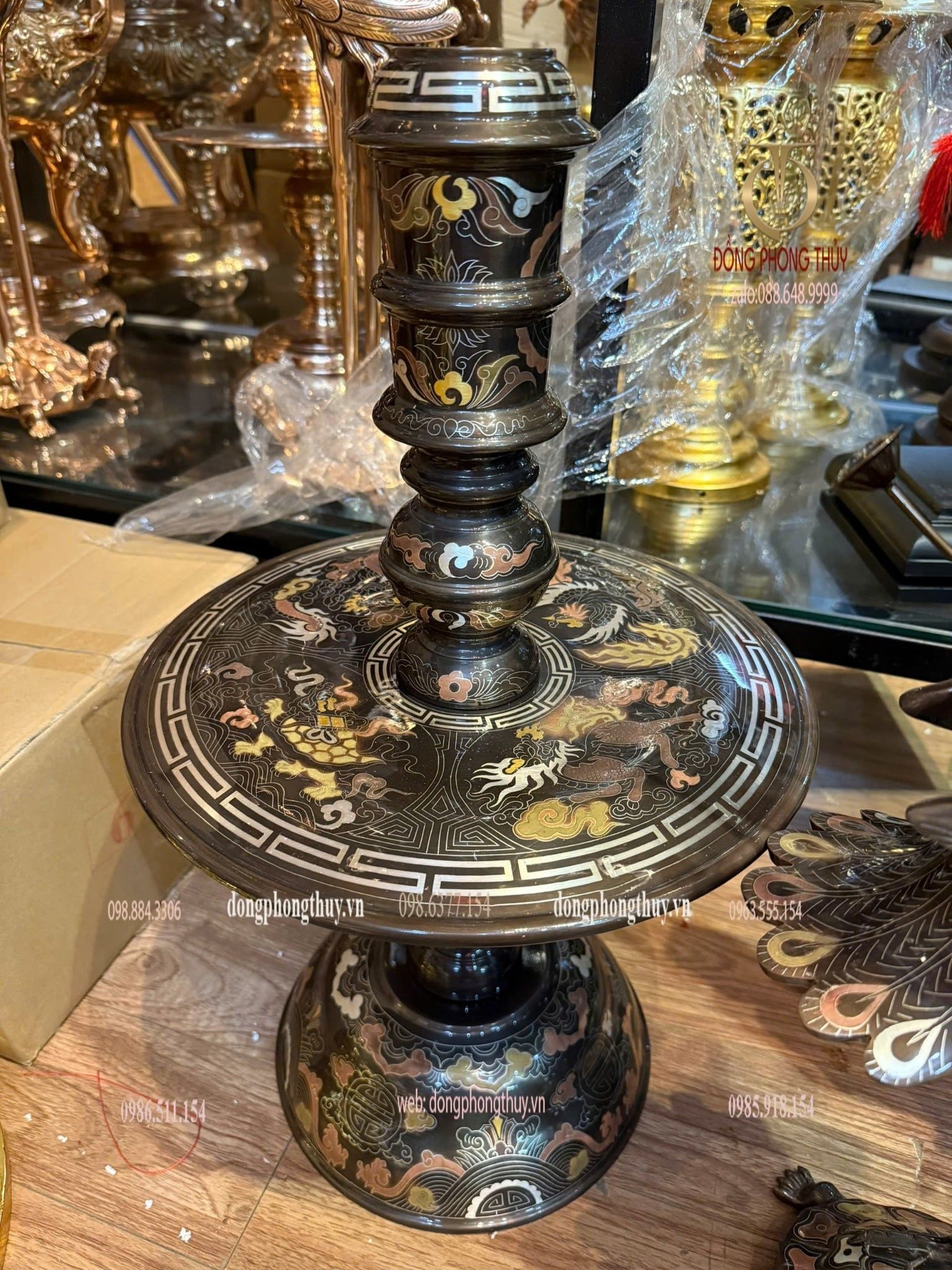 Bộ đỉnh đồng ngũ sự cao 70cm nặng 65kg hàng nghệ nhân