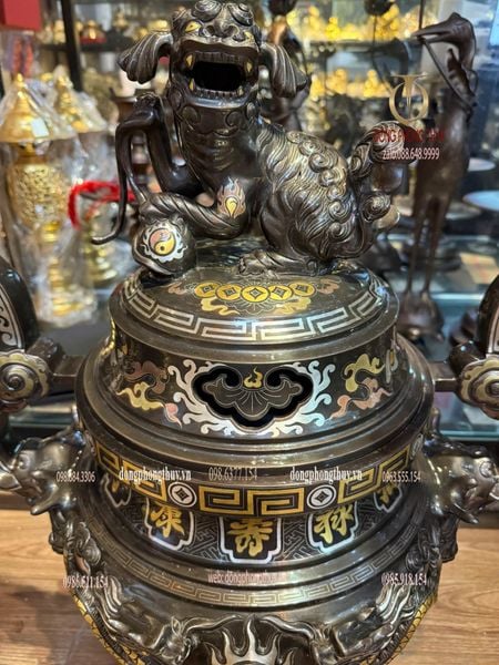 Bộ đỉnh đồng ngũ sự cao 70cm nặng 65kg hàng nghệ nhân