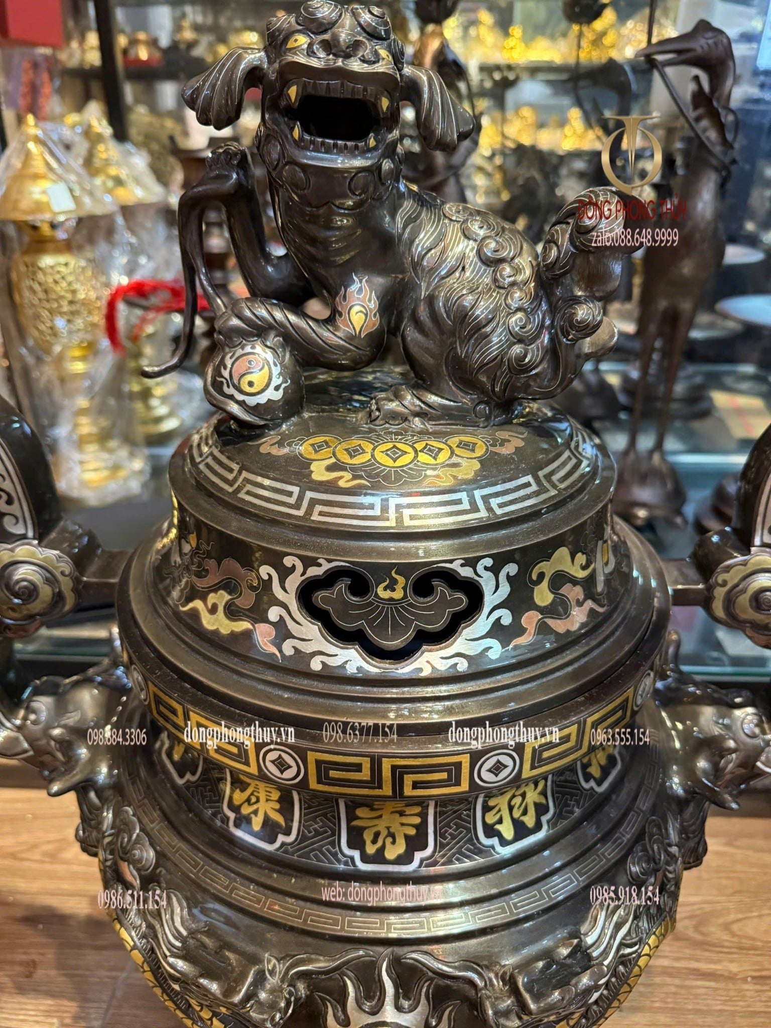 Bộ đỉnh đồng ngũ sự cao 70cm nặng 65kg hàng nghệ nhân