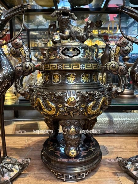 Bộ đỉnh đồng ngũ sự cao 70cm nặng 65kg hàng nghệ nhân