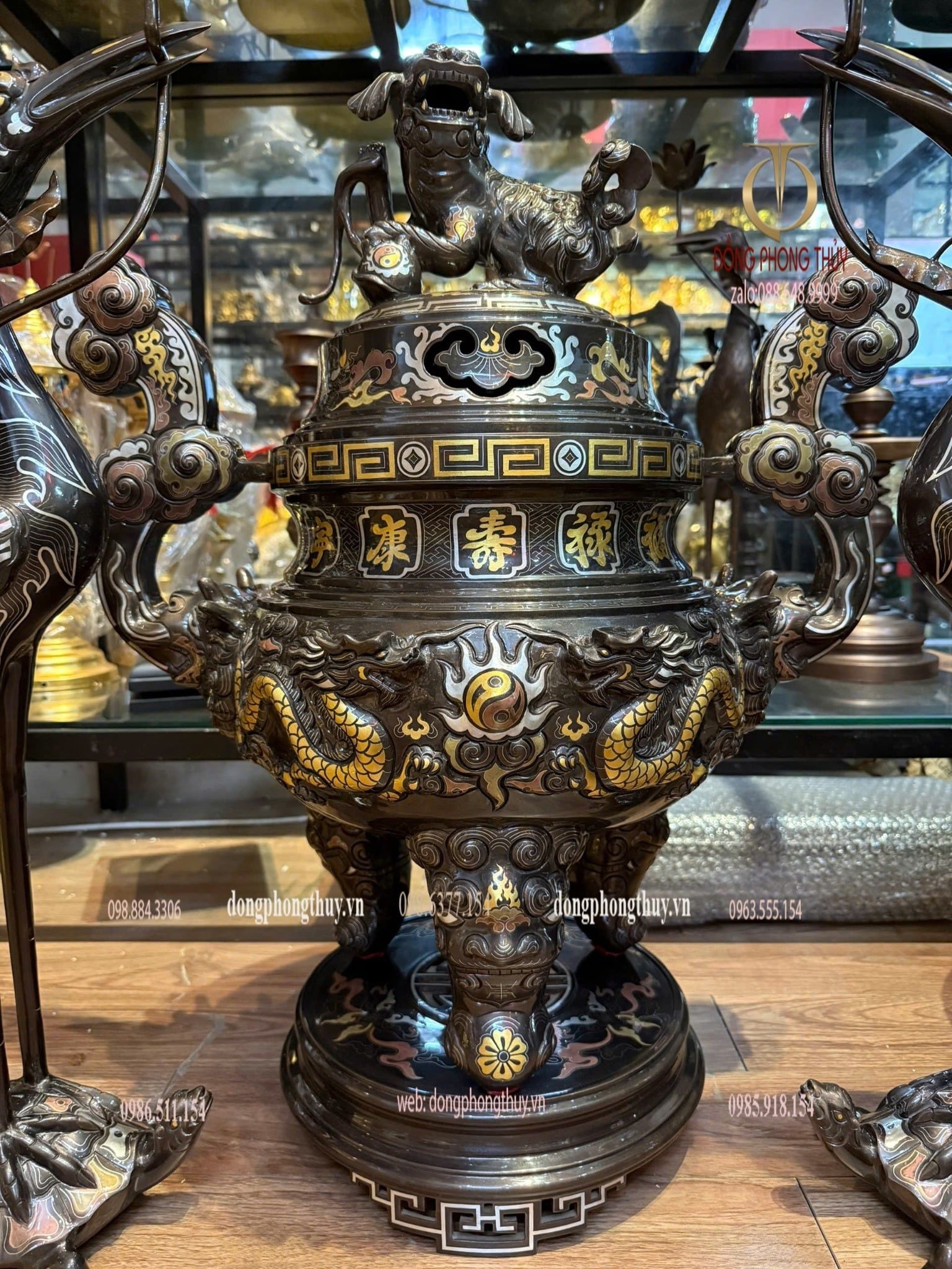 Bộ đỉnh đồng ngũ sự cao 70cm nặng 65kg hàng nghệ nhân