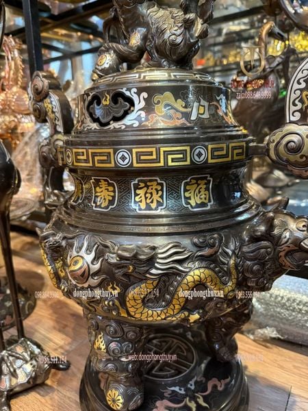 Bộ đỉnh đồng ngũ sự cao 70cm nặng 65kg hàng nghệ nhân