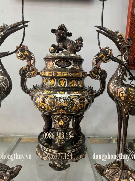 Bộ ngũ sự khảm ngũ sắc cao 70cm