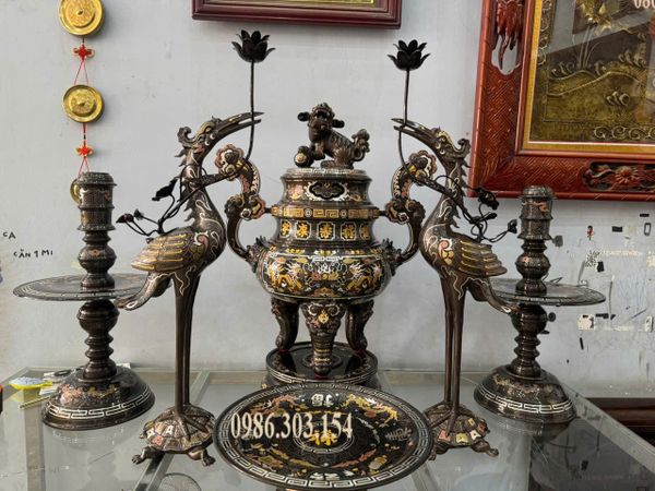 Bộ ngũ sự khảm ngũ sắc cao 70cm