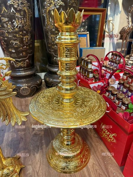 Bộ đỉnh đồng ngũ sự 80cm đồng cát tút dát vàng 24k