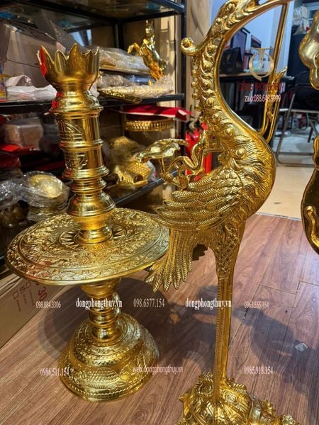Bộ đỉnh đồng ngũ sự 80cm đồng cát tút dát vàng 24k