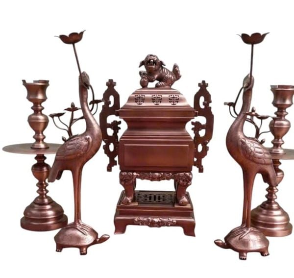 Bộ ngũ sự vuông đồng đỏ 55-60-70cm