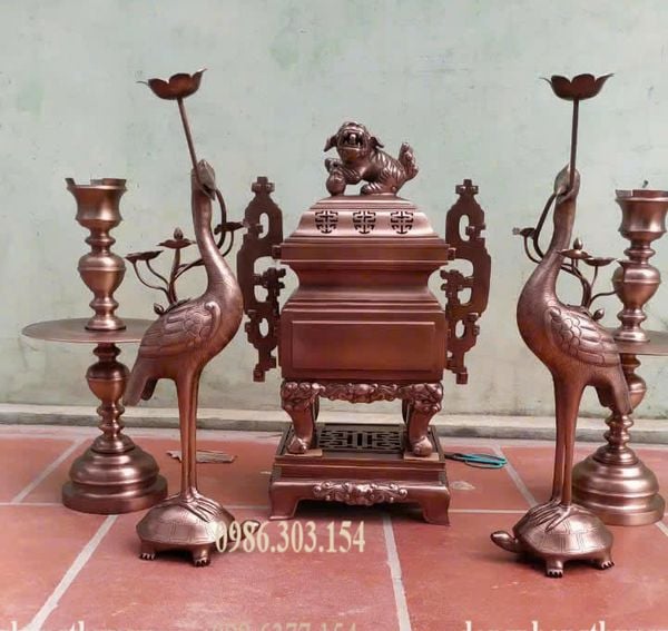 Bộ ngũ sự vuông đồng đỏ 55-60-70cm