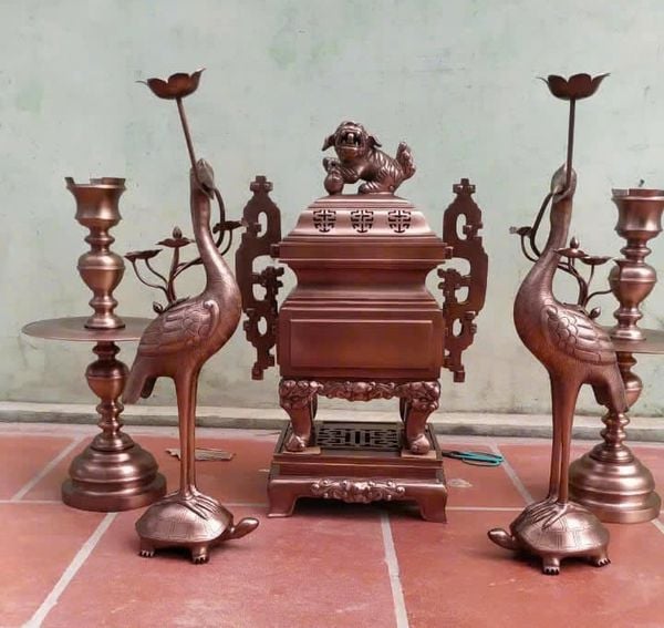 Bộ ngũ sự vuông đồng đỏ 55-60-70cm