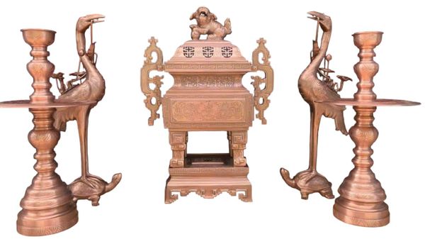 Bộ ngũ sự vuông đồng đỏ 55-60-70cm