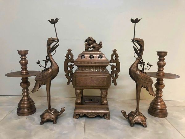 Bộ ngũ sự vuông đồng đỏ 55-60-70cm