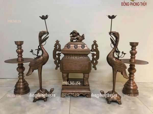 Bộ ngũ sự vuông đồng đỏ 55-60-70cm