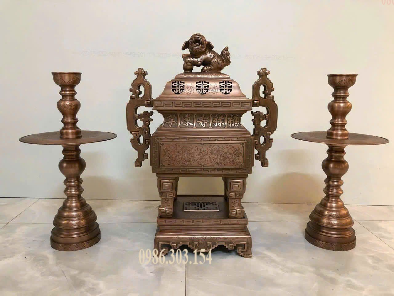 Bộ ngũ sự vuông đồng đỏ 55-60-70cm