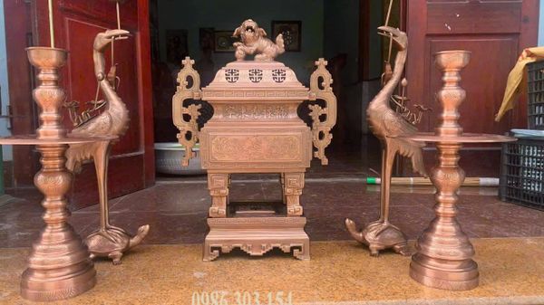 Bộ ngũ sự vuông đồng đỏ 55-60-70cm