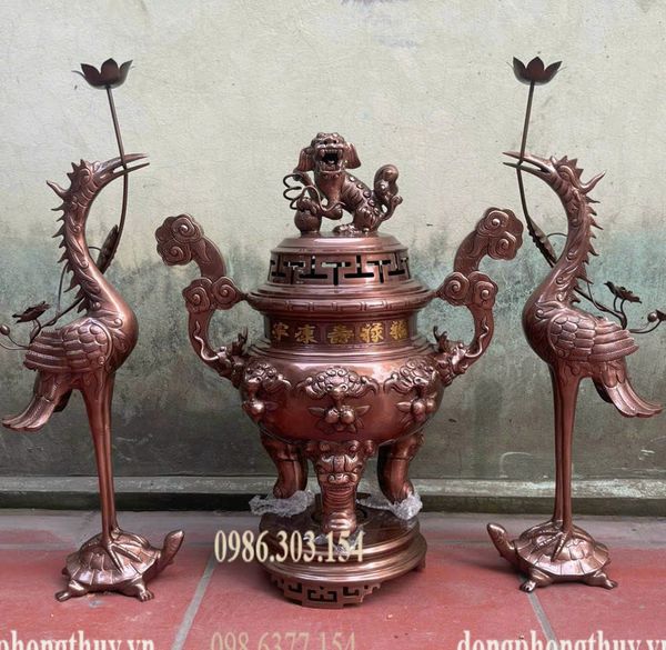 Bộ ngũ sự dơi đồng đỏ cao 70cm nặng 60kg