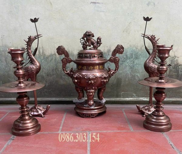 Bộ ngũ sự dơi đồng đỏ cao 70cm nặng 60kg