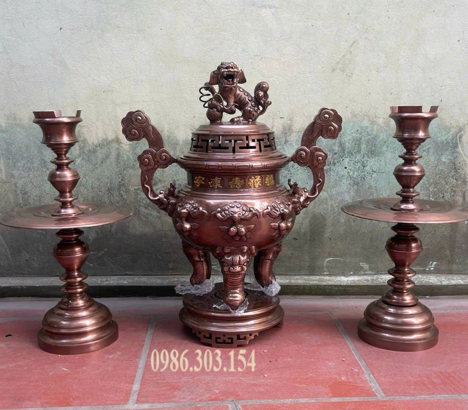 Bộ ngũ sự dơi đồng đỏ cao 70cm nặng 60kg