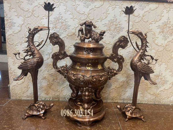 Bộ ngũ sự sòi 62cm nặng 46kg đồng đỏ