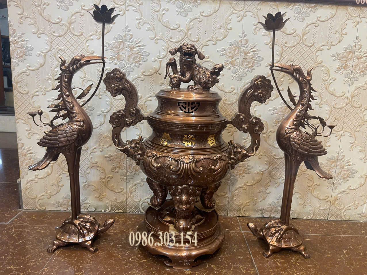 Bộ ngũ sự sòi 62cm nặng 46kg đồng đỏ