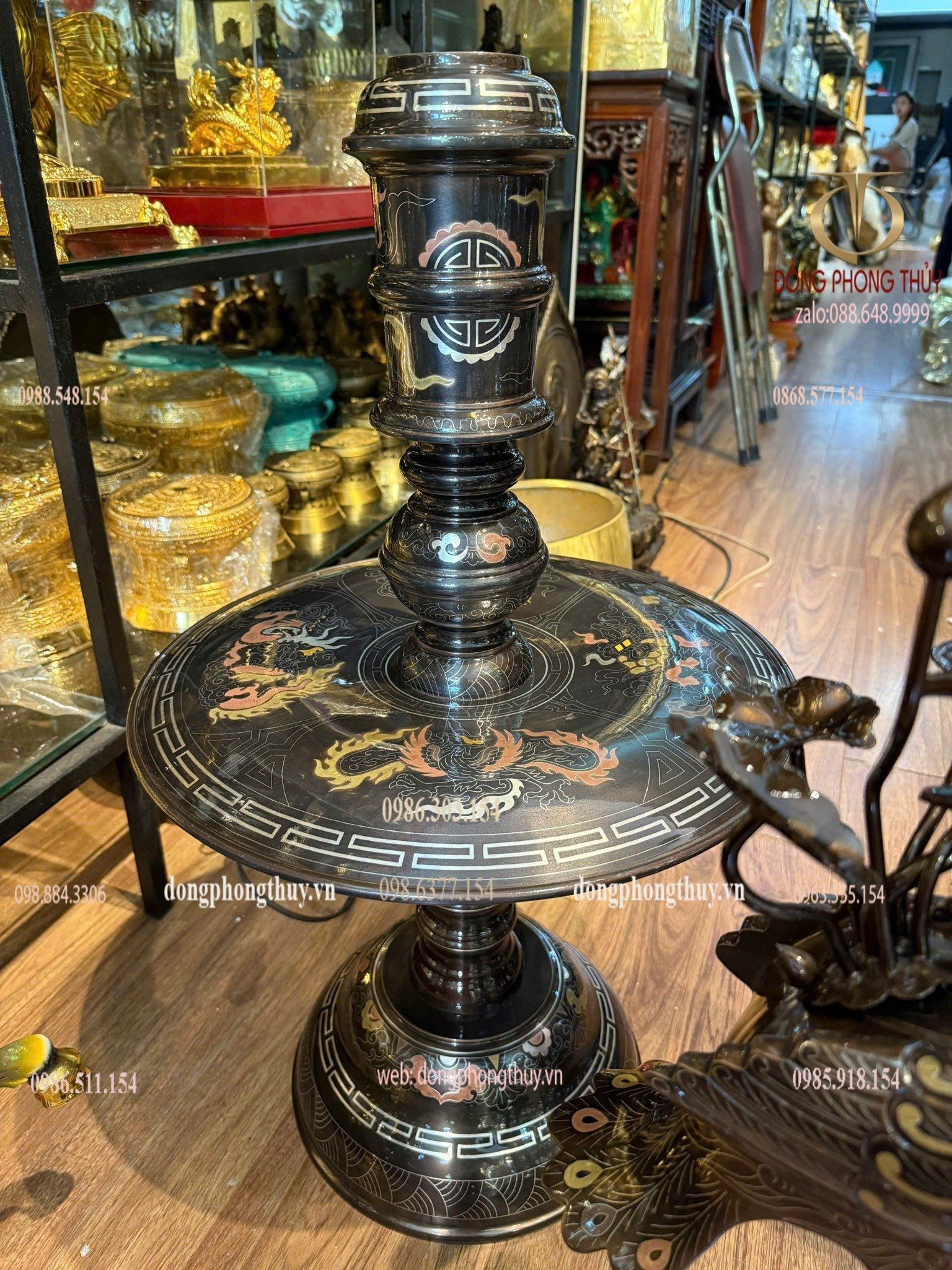 Bộ đỉnh đồng khảm ngũ sắc 80cm nặng 110kg