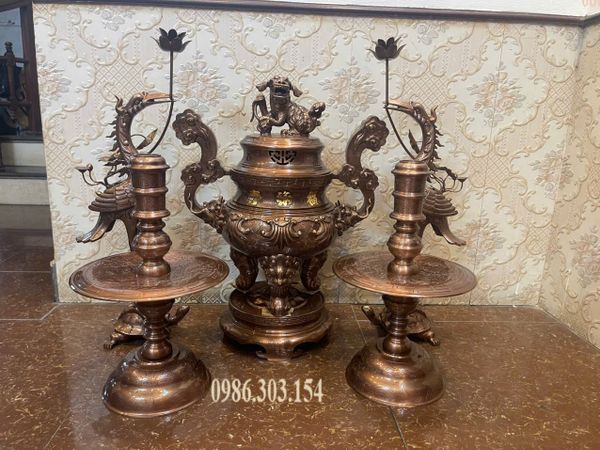 Bộ ngũ sự sòi 62cm nặng 46kg đồng đỏ