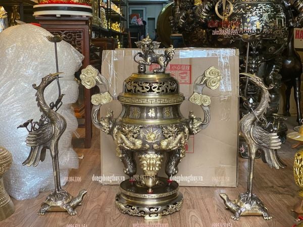 Bộ tam sự 70cm bằng đồng