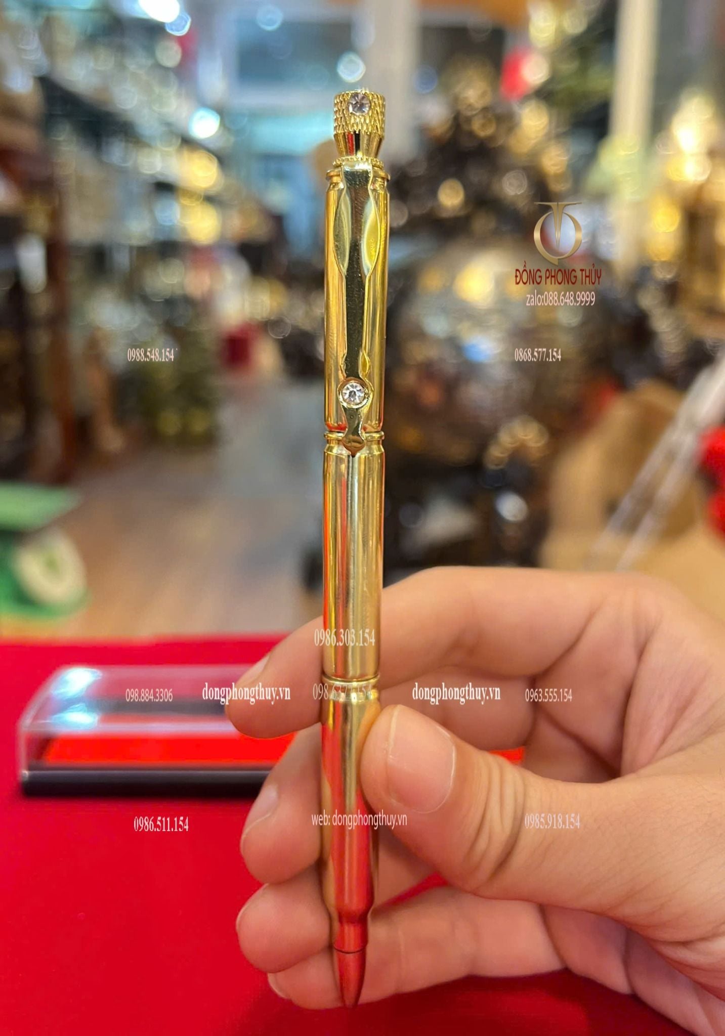 Quà tặng doanh nghiệp-quà tặng đại hội-Bút ký vỏ đạn bằng đồng ghép từ 3 viên đạn ar15