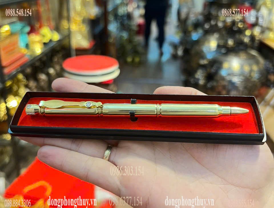 Quà tặng doanh nghiệp-quà tặng đại hội-Bút ký vỏ đạn bằng đồng ghép từ 3 viên đạn ar15