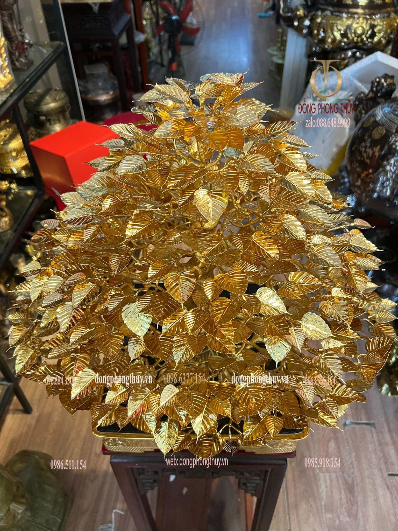 Cây bồ đề bằng đồng mạ vàng 24k