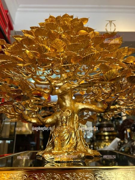 Cây bồ đề bằng đồng mạ vàng 24k