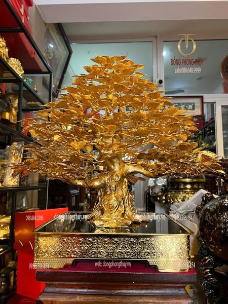 Cây bồ đề bằng đồng mạ vàng 24k